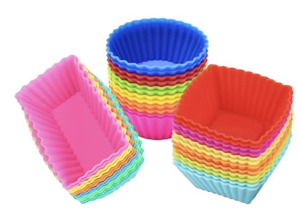 Silicone lunch box divider, silicone cupcake liner, silicone muffin cup -  Red, blue, orange, pink 